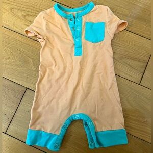 Lark Adventurewear Bamboo Shorty Romper; 3 month; Orange